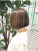 武蔵小杉小顔カットミニボブハイライトカラー白髪ぼかし
