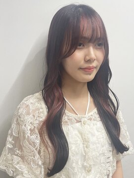 ウクラ バイ レシッド 池袋(uchla by rcid) 大人ガーリーインナーカラーピンクフェミニンロングウェーブ前髪