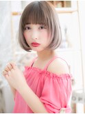 ハイトーンカラー前下がり小顔透け感ミニボブh3越谷10代20代30代