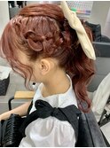 高めポニーと編み込みヘアアレンジ　美由紀#八王子