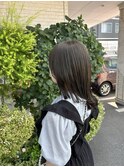 オリーブベージュ×外はねボブ