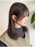 ★小顔前髪レイヤーカットナチュラル透明感ベージュ