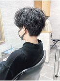 メンズマッシュパーマ波巻きスパイラルパーマツイストパーマ束感