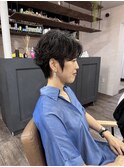 30代小顔マッシュショート/抜け感シースルーバング/ラテベージュ