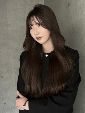 ヨーク(YOKE) ロングレイヤーくびれヘア韓国ヘアブリーチなしココアグレージュ