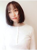 レイヤーボブ ラベンダーグレージュ シースルーバング