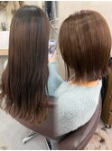 肩上ボブ　before、after