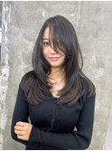 ハイライトカラーミルクティーベージュレイヤーカットオルチャン