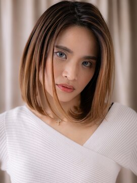 カバーヘア ブリス 志木南口駅前店(COVER HAIR bliss) ブリーチなしハイトーンカラーワンレンボブディ320Z志木30代40代