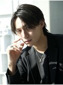 シースルーセンターパート毛流れナチュラルショート