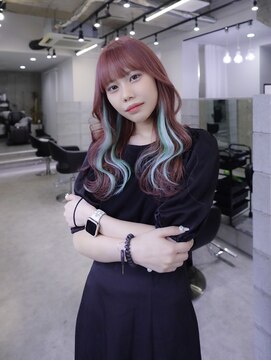 スラップス(SLAPS.) ピンク　ロング　イヤリングエクステ　大野城　美容室