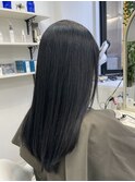 縮毛矯正で艶感アップ/黒髪/グレーベージュ/レイヤーロング新籾