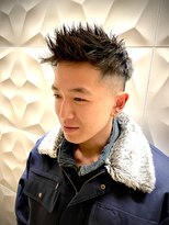 銀座マツナガ 浅草店&nbsp;黒髪短髪/フォワードアップバングスタイル/テーパーフェード