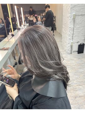 ブレンド 渋谷(BLend) ホワイトグレージュミニウルフデジタルパーマチェリーブラウン