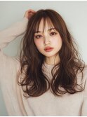 レイヤーカット/顔まわりカット/透明感ブラウン