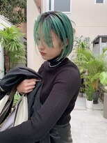 ウォーター 表参道(WATER)&nbsp;ペールグリーン/切りっぱなしボブ【表参道】@water.hair