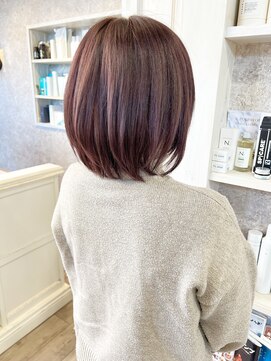 キャアリー(Caary) 福山市美容室Caary ベリーピンクカラー ナチュラルレイヤーボブ