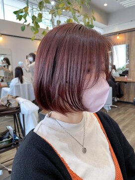 フラッグ ヘアー 天神西通り店(Flag HAIR) 大人ピンク　ピンクベージュ　ボブヘアー