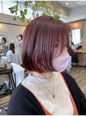 大人ピンク ピンクベージュ ボブヘアー