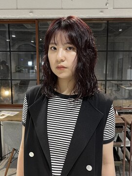 コフィー バイ メルト 吉祥寺(cofy by melt) 【中澤彩乃】ミディアムパーマカシスレッドブリーチなし暖色