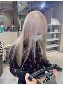 6939ブリーチ＆ダブルカラーホワイトブロンド韓国レイヤーログ