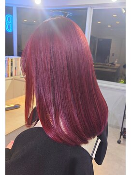 ブルー(BLUE) ブリーチなし　チェリーレッド