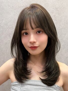 ロンド フィーユ(Lond fille) ◇オリーブグレー韓国風巻きレイヤーカットマロンベージュ銀座