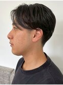 前髪パーマ ツーブロック 毛流れパーマ 刈り上げ ショート