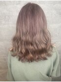 モーヴベージュ_ピンクパープル_ほつれウェーブ_大人ミディ