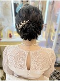 結婚式 二次会 お呼ばれ アップスタイル×華やかアクセサリー