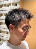 ツーブロックビジネスショートフェードスパイラルツイストパーマ