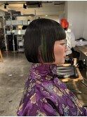 切りっぱなしボブデザインカラーケアブリーチダブルカラー