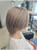 フェザーパーマ/グレーブルーカラー/刈り上げショートパンク