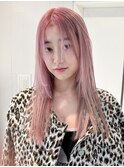 ロング韓国ヘアおくれ毛ブリーチ_F0379