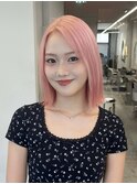 ペールピンク切りっぱなしボブタッセルボブハイトーンレイヤー◆