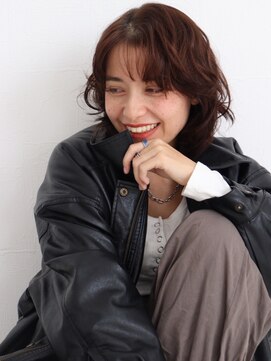 【Sourire江坂】バーガンディカラー×ウェーブヘア