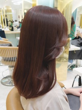 ロンドプランタン 恵比寿(Lond Printemps) 柔らかピンクベージュ韓国風おくれ毛ミディアムヘア