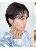   大人ショートボブ黒髪ショートカットマッシュショート前髪あり