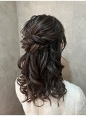 ハーフアップ　ヘアセット　お呼ばれヘア