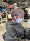 20代30代大人可愛いアッシュベージュくびれボブ耳掛け透明感