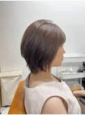 ハッシュカットフルバング似合わせカットレッドブラウン