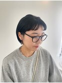 ショートバングの丸みボブ