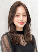 美髪くびれヘア似合わせカットナチュラルカール薄めバング