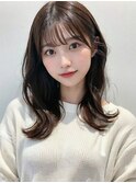 韓国風エギョモリ★くびれ外ハネ大人可愛い小顔シースルーバング
