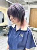 ウルフカット デザインカラー ピンク ラベンダー