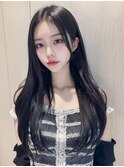 韓国レイヤーロング美髪グレージュアッシュインナーグレージュ