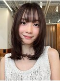 顔周りレイヤーカットくびれヘアミルクティーベージュカラー韓国