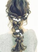 編みおろしhairアクセアレンジ