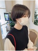 薄めバング小顔見えヘルシーショートボブ20代30代梅ヶ丘美容室