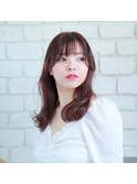 ゆるふわセミロング×ピンクブラウン